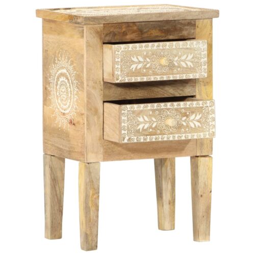Hand Painted Bedside Cabinet 40x30x60cm Solid Mango Wood - Image 2