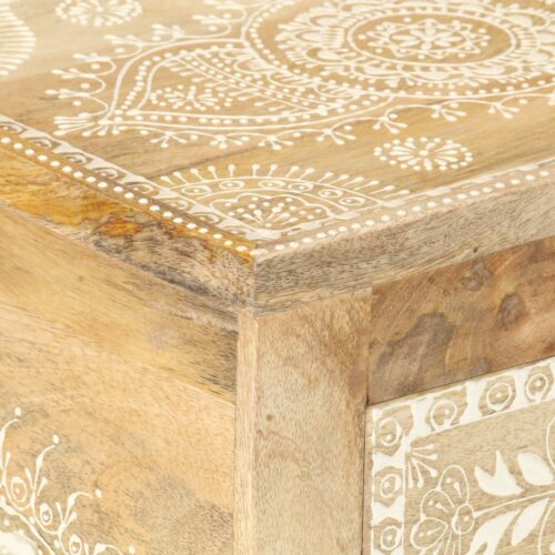 Hand Painted Bedside Cabinet 40x30x60cm Solid Mango Wood - Image 5