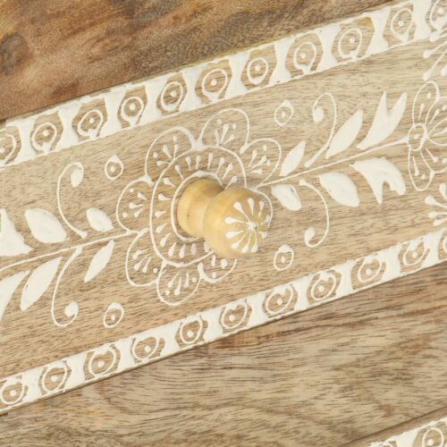 Hand Painted Bedside Cabinet 40x30x60cm Solid Mango Wood - Image 6