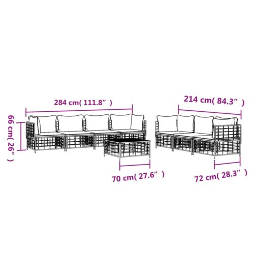 8-Piece Garden Lounge Set with Cushions Anthracite Poly Rattan - Image 8