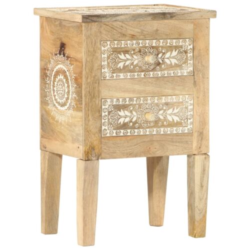 Hand Painted Bedside Cabinet 40x30x60cm Solid Mango Wood - Image 9
