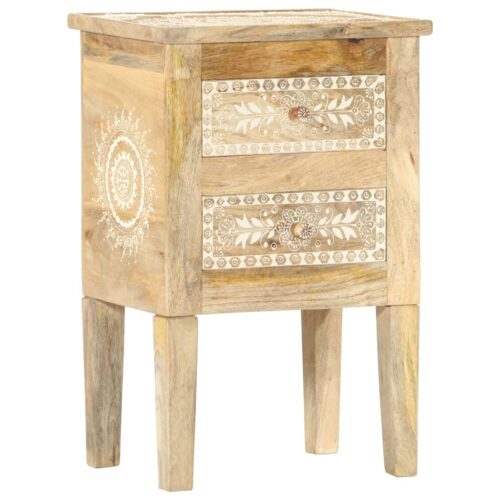 Hand Painted Bedside Cabinet 40x30x60cm Solid Mango Wood - Image 10