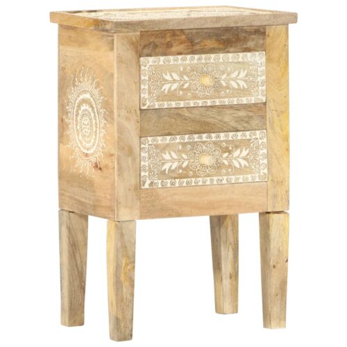 Hand Painted Bedside Cabinet 40x30x60cm Solid Mango Wood - Image 12