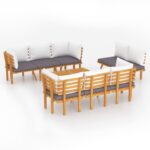 8-Piece Garden Lounge Set with Cushions Wood Timber Outdoor Patio Furniture Acacia