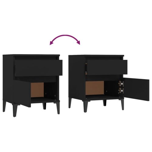 Bedside Cabinets 2pcs Black 40x35x50cm - Image 9