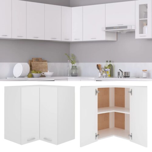 Hanging Corner Cabinet White 57x57x60cm Engineered Wood - Image 2