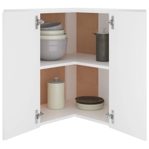 Hanging Corner Cabinet White 57x57x60cm Engineered Wood - Image 4