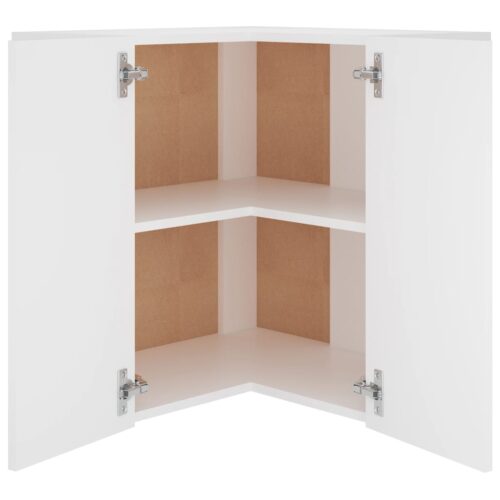 Hanging Corner Cabinet White 57x57x60cm Engineered Wood - Image 5