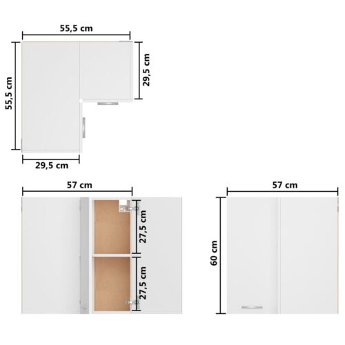 Hanging Corner Cabinet White 57x57x60cm Engineered Wood - Image 9
