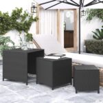 Nesting Tables 3pcs Black Poly Rattan