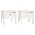 Side Tables 2pcs White 50x50x49cm Solid Wood Pine