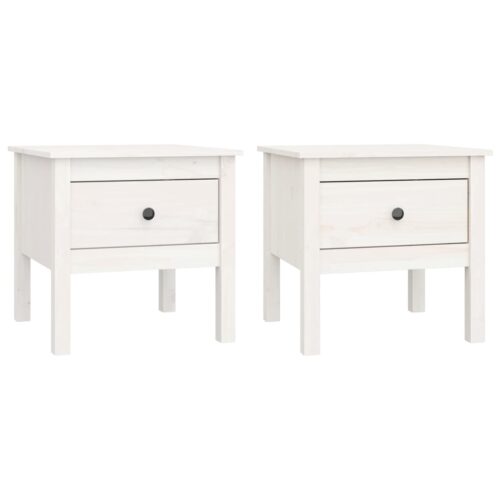Side Tables 2pcs White 50x50x49cm Solid Wood Pine