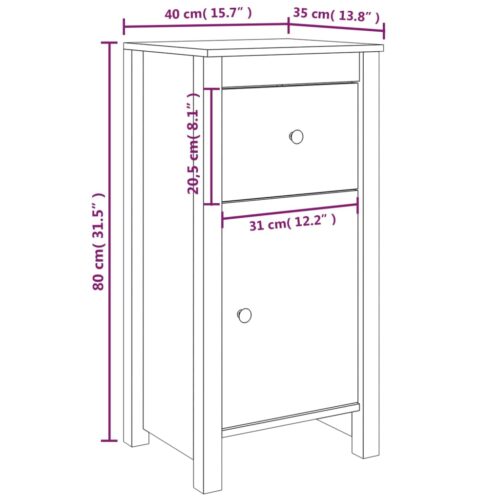 Sideboards 2pcs 40x35x80cm Solid Wood Pine - Image 11