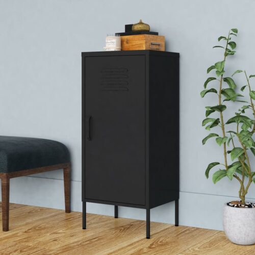 Industrial Steel Storage Cabinet Locker Rack Shelf Table Black 42.5x35x101.5cm - Image 10