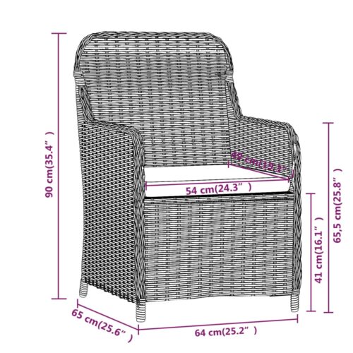 7-Piece Garden Dining Set with Cushions Black Outdoor Patio Lounge Furniture - Image 7