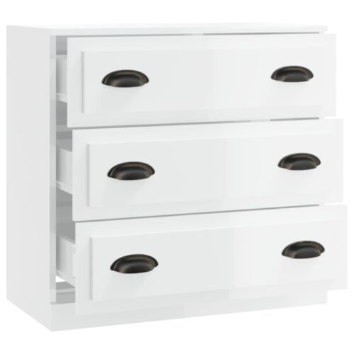Sideboard High Gloss White 70x35.5x67.5cm Engineered Wood - Image 3