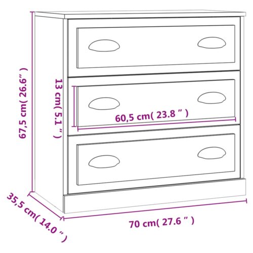 Sideboard High Gloss White 70x35.5x67.5cm Engineered Wood - Image 10