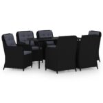 7-Piece Garden Dining Set Black Outdoor Patio Lounge Furniture