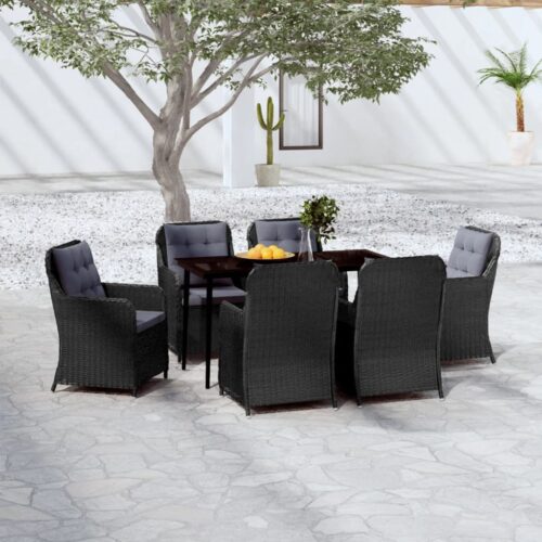 7-Piece Garden Dining Set Black Outdoor Patio Lounge Furniture - Image 10