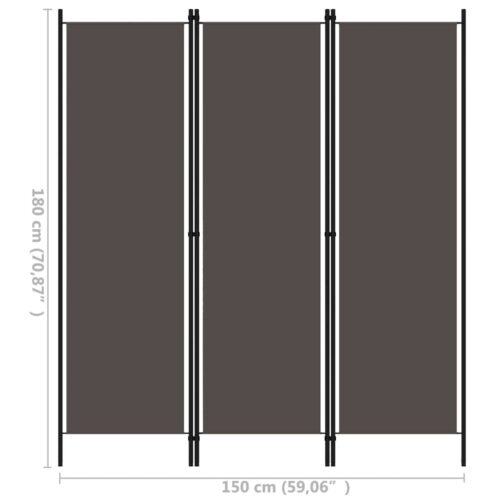 3-Panel Room Divider Anthracite 150x180cm - Image 6