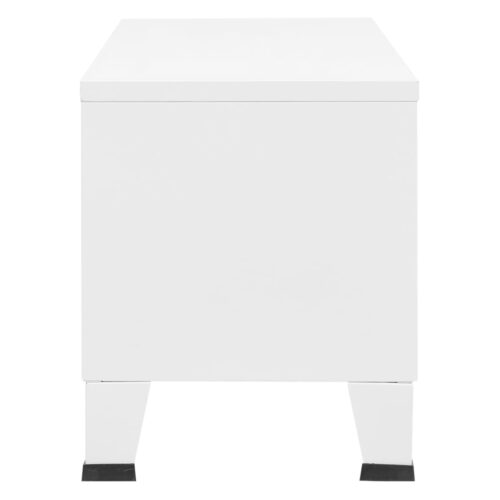 Industrial TV Cabinet White 105x35x42cm Metal - Image 4