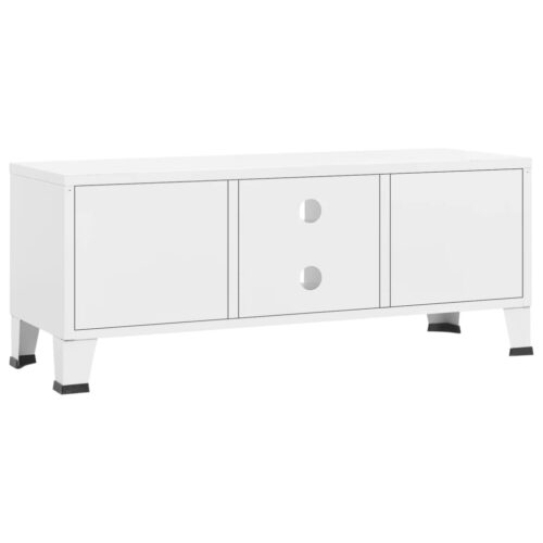 Industrial TV Cabinet White 105x35x42cm Metal - Image 5