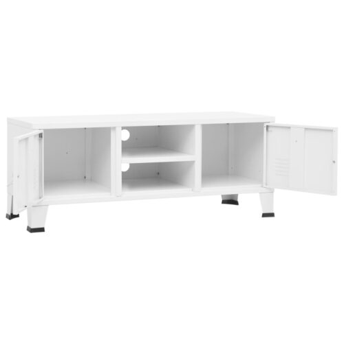Industrial TV Cabinet White 105x35x42cm Metal - Image 6