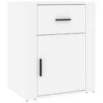Bedside Cabinet White 50x36x60cm Engineered Wood