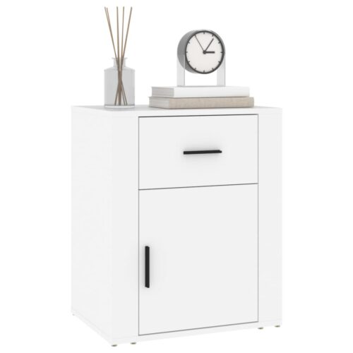 Bedside Cabinet White 50x36x60cm Engineered Wood - Image 4