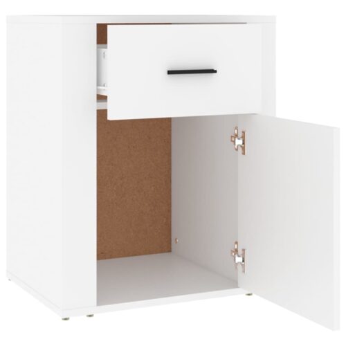 Bedside Cabinet White 50x36x60cm Engineered Wood - Image 7
