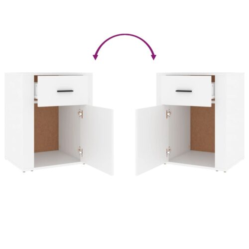 Bedside Cabinet White 50x36x60cm Engineered Wood - Image 9