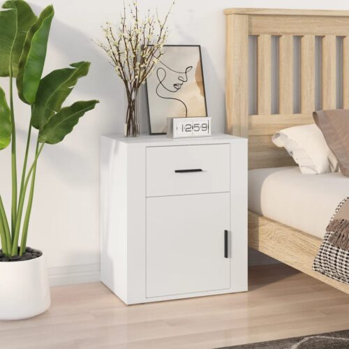 Bedside Cabinet White 50x36x60cm Engineered Wood - Image 12