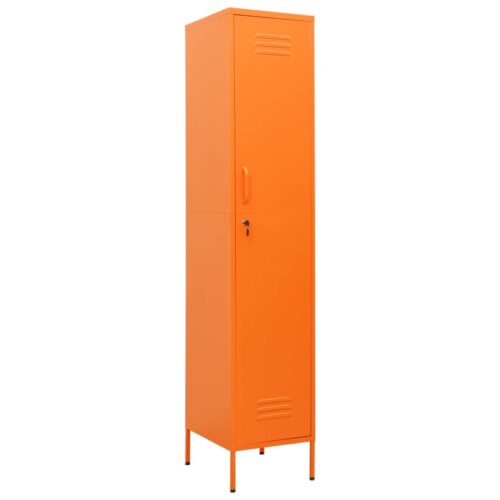 Steel Locker Cabinet Office Gym Garage Filing Storage Cupboard Wardrobe Orange