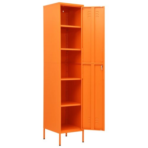 Steel Locker Cabinet Office Gym Garage Filing Storage Cupboard Wardrobe Orange - Image 6
