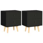 Bedside Cabinets 2pcs Black 40x30x50cm Solid Pinewood