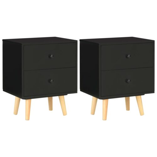Bedside Cabinets 2pcs Black 40x30x50cm Solid Pinewood