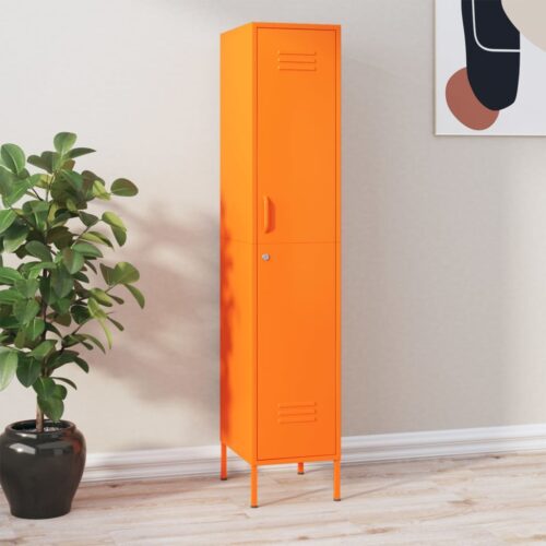 Steel Locker Cabinet Office Gym Garage Filing Storage Cupboard Wardrobe Orange - Image 11