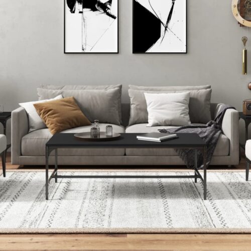 Coffee Table Black 100x50x35cm Engineered Wood - Image 3
