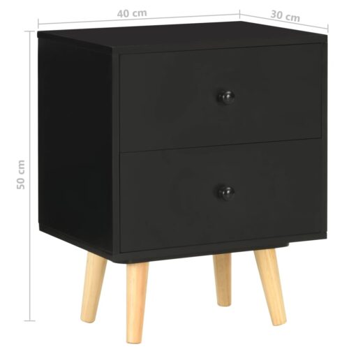 Bedside Cabinets 2pcs Black 40x30x50cm Solid Pinewood - Image 10