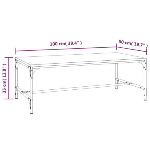 Coffee Table Black 100x50x35cm Engineered Wood - Image 8