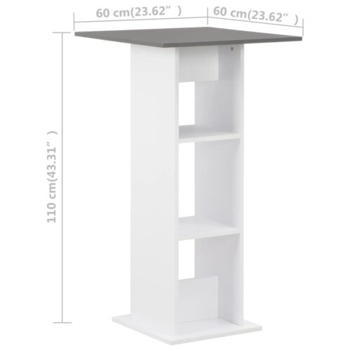 Bar Table White Anthracite Grey 60x60x110cm - Image 6