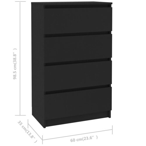 Sideboard Black 60x35x98.5cm Engineered Wood - Image 6