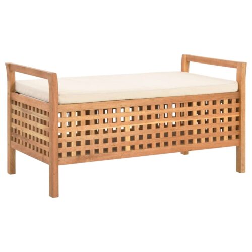 Storage Bench 93x49x49cm Solid Walnut Wood