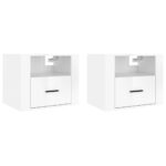 Wall-mounted Bedside Cabinets 2pcs High Gloss White 50x36x40cm
