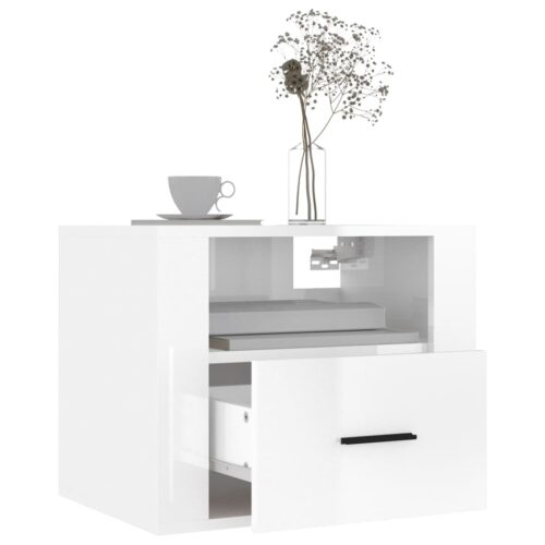 Wall-mounted Bedside Cabinets 2pcs High Gloss White 50x36x40cm - Image 4