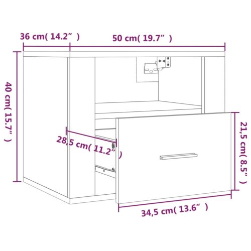 Wall-mounted Bedside Cabinets 2pcs High Gloss White 50x36x40cm - Image 11