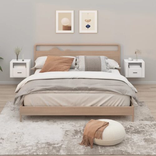 Wall-mounted Bedside Cabinets 2pcs High Gloss White 50x36x40cm - Image 12