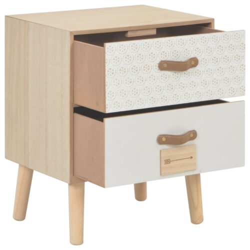 Bedside Cabinet with 2 Drawers 40x30x49.5cm Solid Pinewood - Image 2