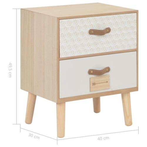 Bedside Cabinet with 2 Drawers 40x30x49.5cm Solid Pinewood - Image 8