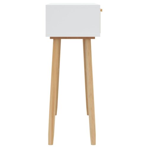 Console Table White 80x30x75cm Solid Wood Pine Natural Rattan - Image 5